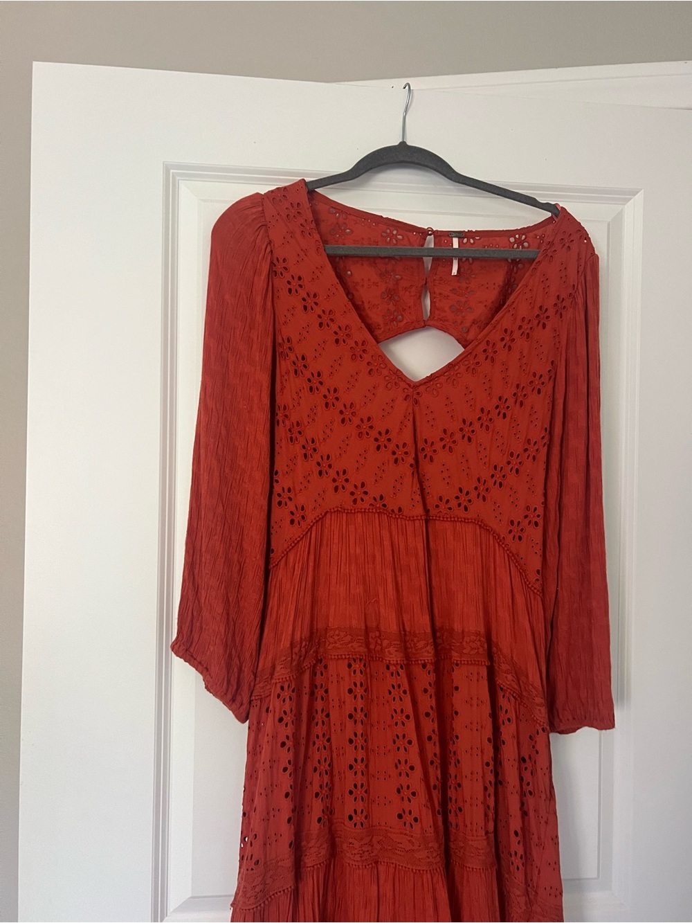 FREE PEOPLE Bohemian Red Tiered Maxi Dress - Picture 2 of 11